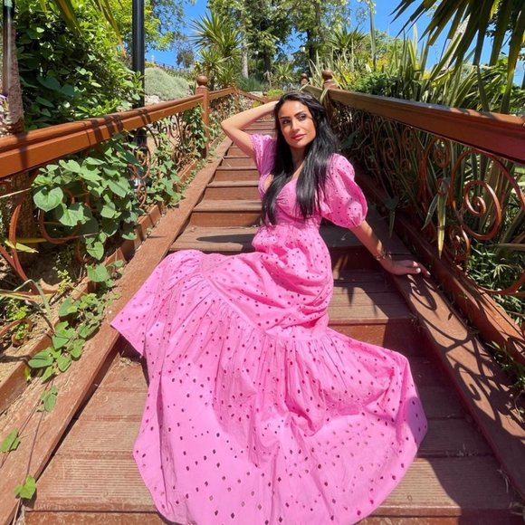 BLOGGER'S FAVE! Zara Openwork Embroidered Pink Dress NWT - Picture 9 of 16